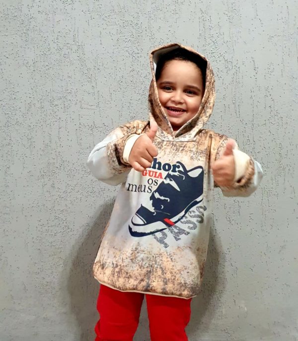 Moletom Infantil e Juvenil Senhor Guia os Meus Passos - Capuz e Bolso