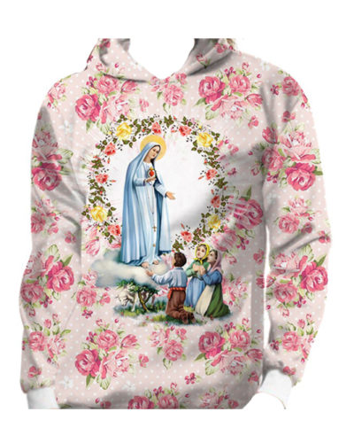 Moletom Infantil e Juvenil Nossa Senhora de Fátima - Capuz e Bolso
