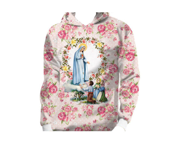 Moletom Infantil e Juvenil Nossa Senhora de Fátima - Capuz e Bolso