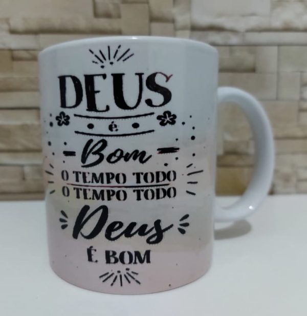 Caneca de Porcelana Deus é bom o tempo todo