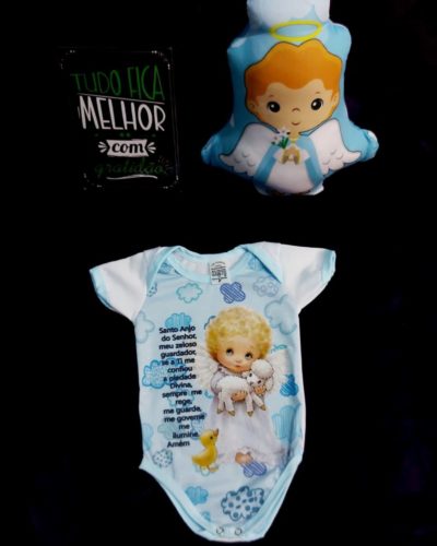 Body Infantil Oração Santo Anjo do Senhor Azul