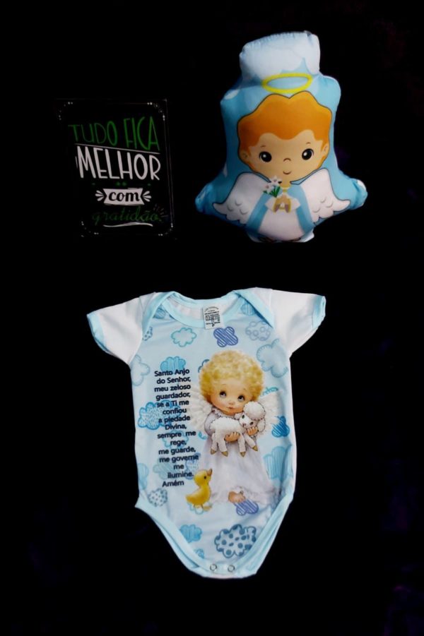 Body Infantil Oração Santo Anjo do Senhor Azul