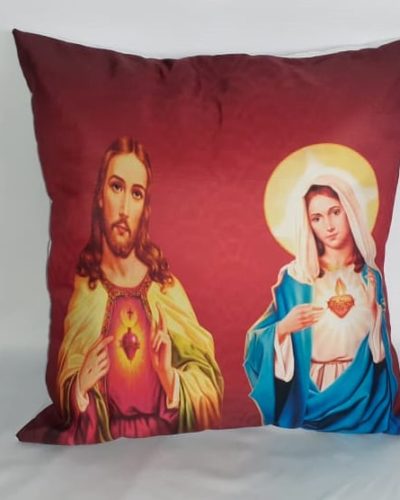 Capa para Almofada Sagrado Coração de Jesus e Maria