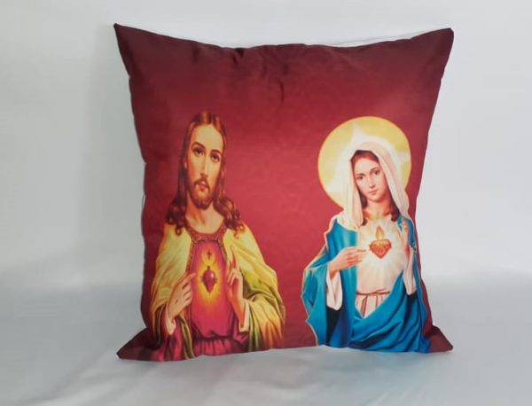 Capa para Almofada Sagrado Coração de Jesus e Maria