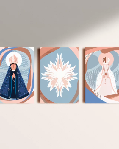 Kit 3 Placas Decorativas Nossa Senhora e Espírito Santo