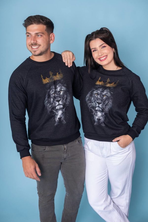 Moletom Raglan Unissex Leão e Cordeiro