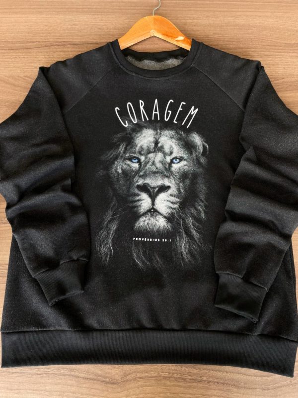 Moletom Raglan Unissex Leão Coragem