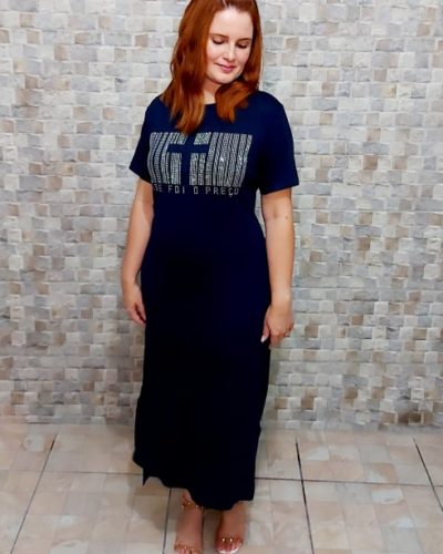 Vestido Longo Esse Foi o Preço com Pedras aplicadas
