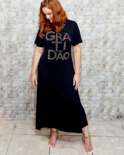 Vestido Longo Gratidão com Pedras aplicadas