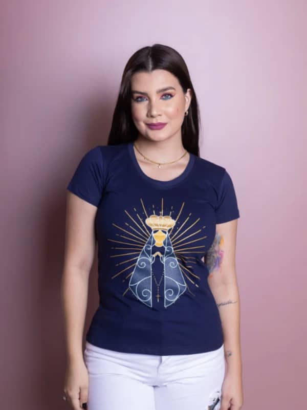 T-shirt Nossa Senhora Aparecida Azul Marinho