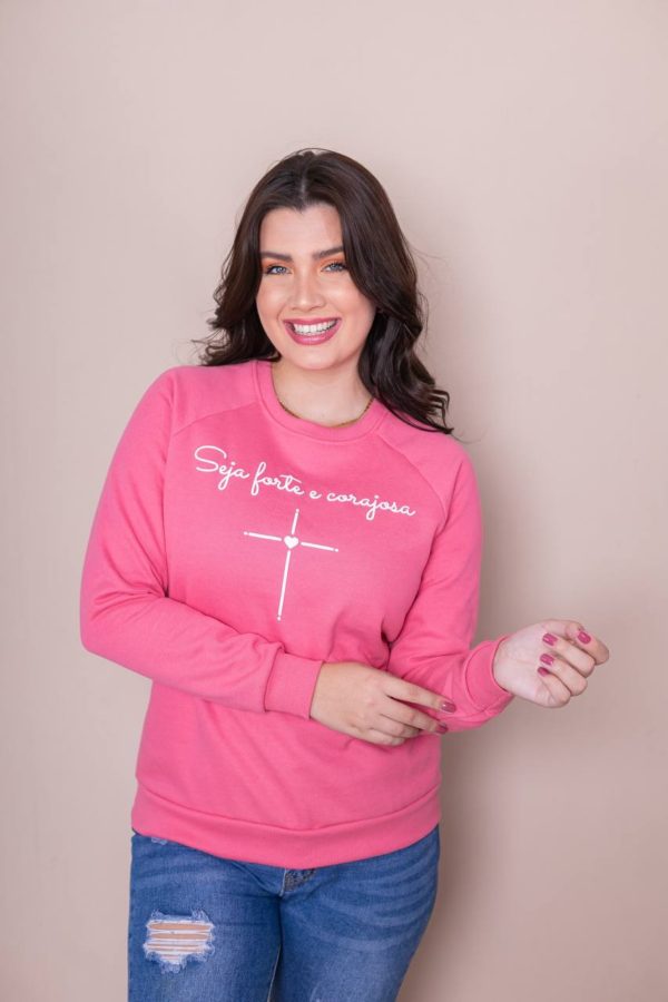 Moletom Raglan Seja Forte e Corajosa