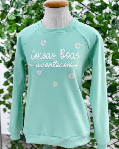 Moletom Raglan Coisas Boas Acontecem Verde Bebê