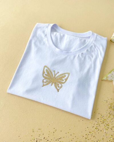 T-shirt Borboleta Aplicação