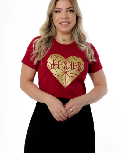 T-shirt Coração Jesus Strass
