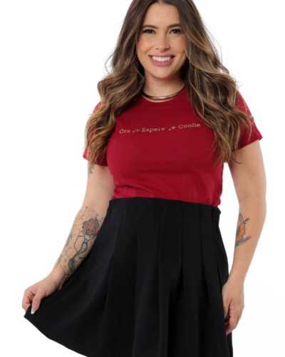 T-shirt Ore Espere Confie Alto Relevo - Marsala