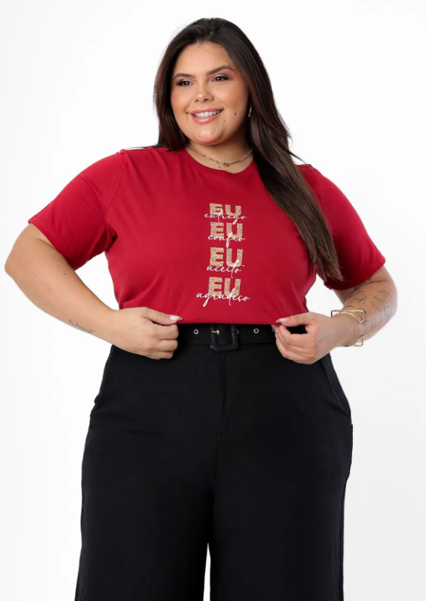 T-shirt Plus Size Eu Entrego Eu Confio Eu Aceito Eu Agradeço