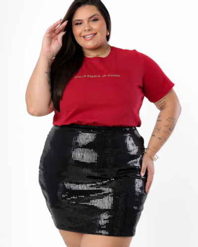 T-shirt Plus Size Ore Espere e Confie Alto Relevo