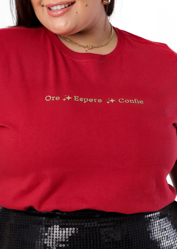 T-shirt Plus Size Ore Espere e Confie Alto Relevo - Image 2