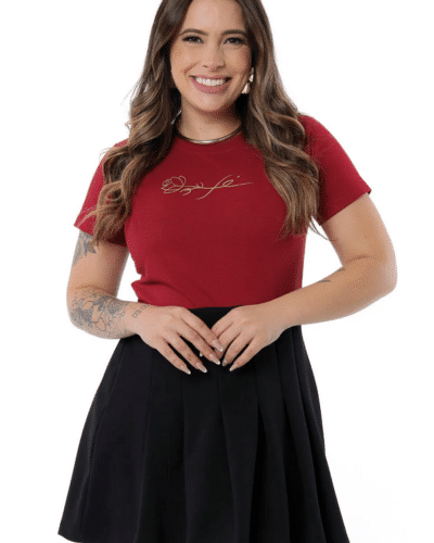 T-shirt Flor Fé Alto Relevo - Marsala
