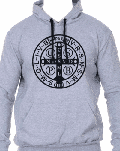 Blusa Moletom Unissex Medalha São Bento Cinza com Bolso