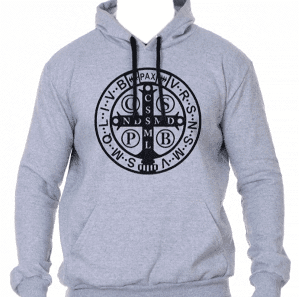 Blusa Moletom Unissex Medalha São Bento Cinza com Bolso