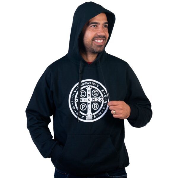 Blusa Moletom Unissex Medalha São Bento Preto com Bolso - Image 2