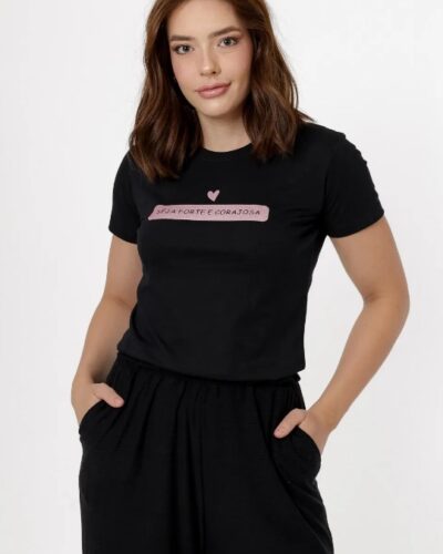 T-shirt Seja Forte e Corajosa Coração