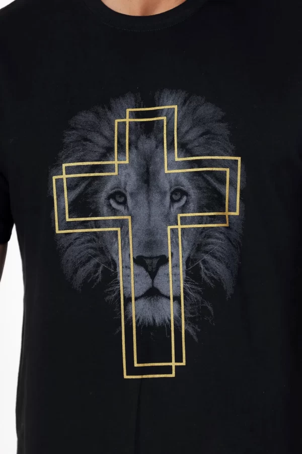 Camiseta Masculina Cruz Rosto Leão - Image 2